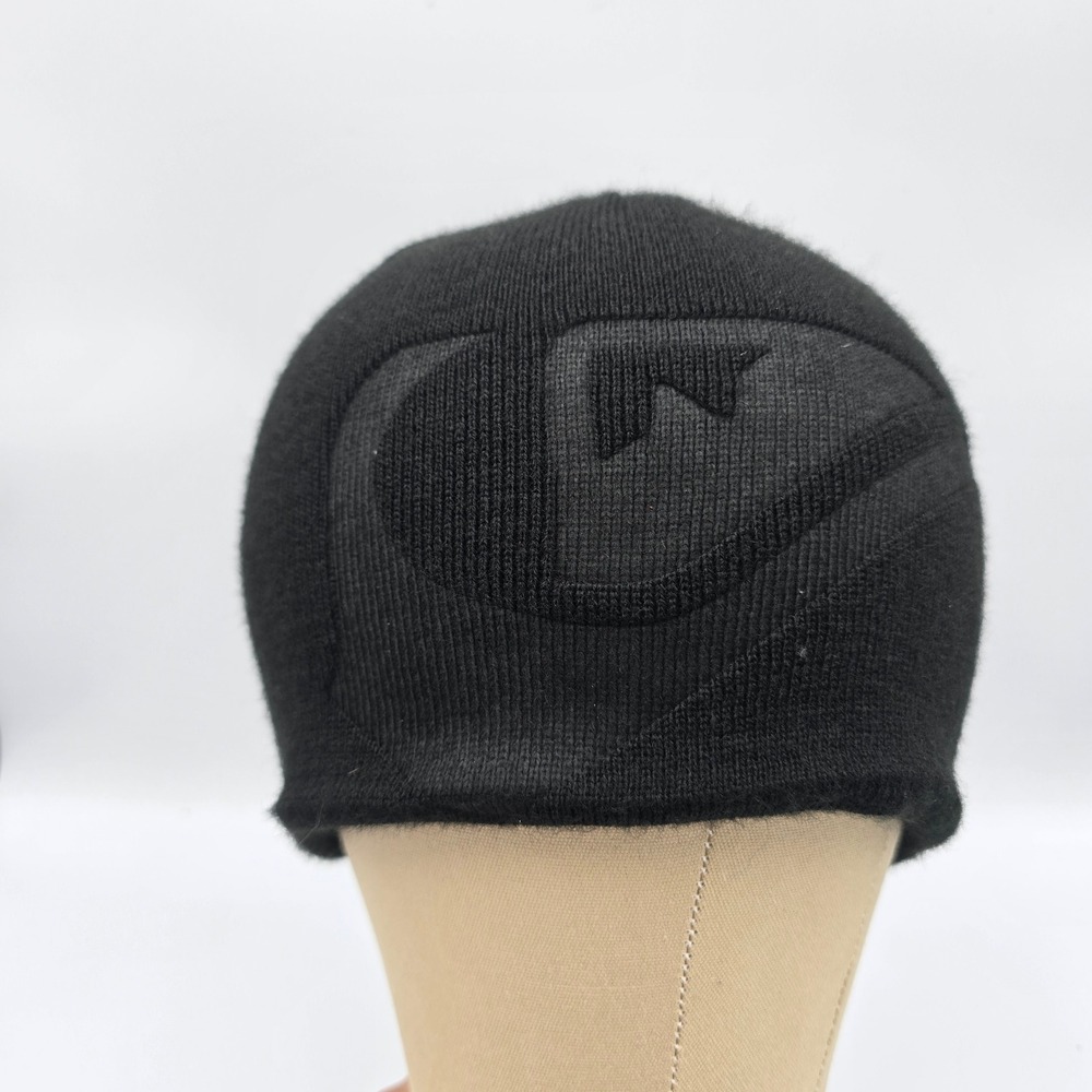 Vtg Quiksilver Beanie Reversible Black Red Knit Logo Beanie Hat Skull Cap Men's